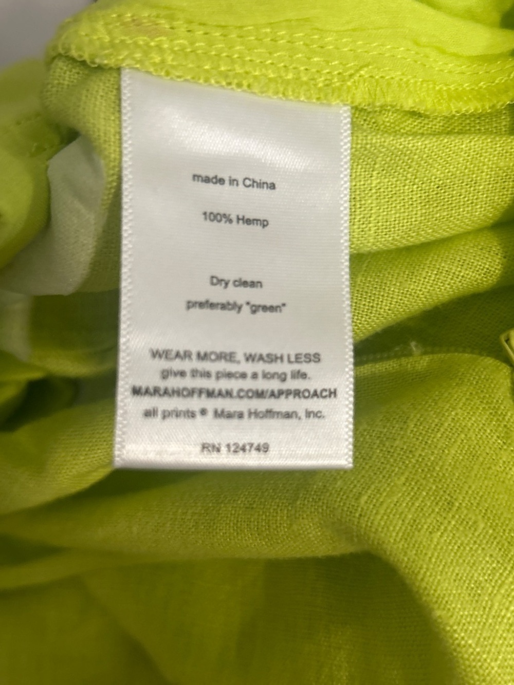 Mara Hoffman Wide Leg Trouser Pants 100% Hemp Size 2 Neon Green High Waisted - Picture 14 of 14